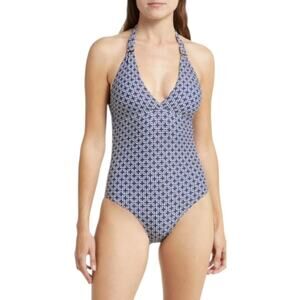 Melissa Odabash Halter One-Piece Swimsuit in Links Navy Size 6 NWOT $277 MSRP